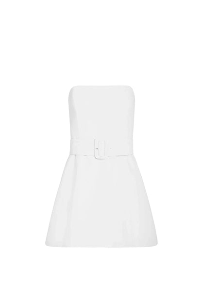 Belted Ivory Mini Dress