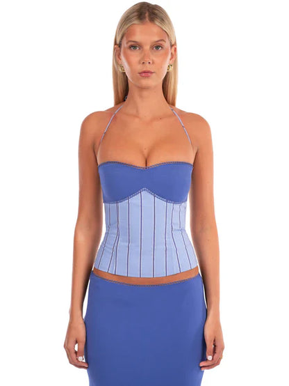 Azure Lace-Up Corset Top