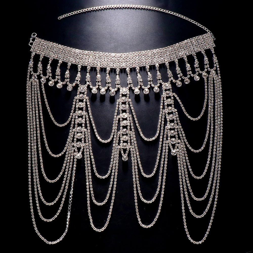 Rhinestone Tassel Shoulder Chain – Glam Dress Accessory