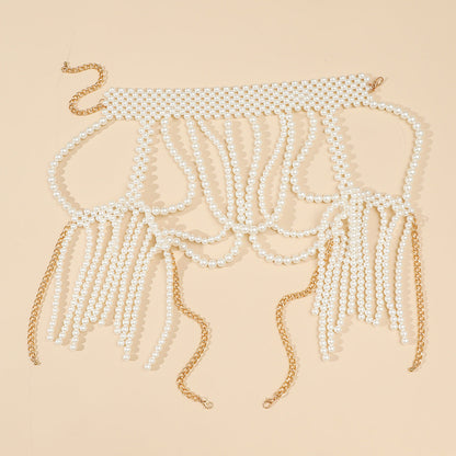 Pearl Tassel Shoulder Chain – Elegant Dress Accessory